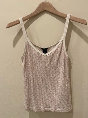 GAP Pink Floral Ribbed Camisole with White Trim